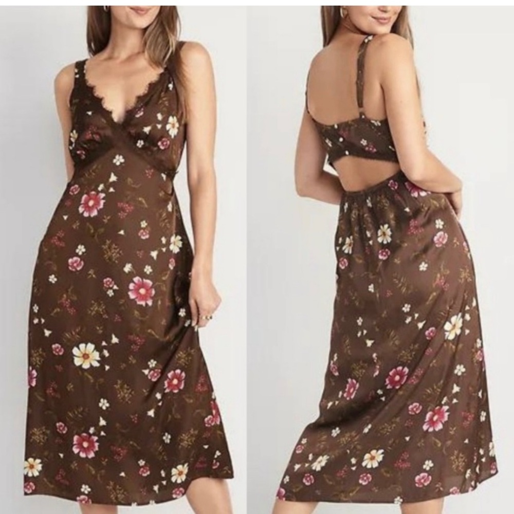 Brown floral slip dress Old Navy